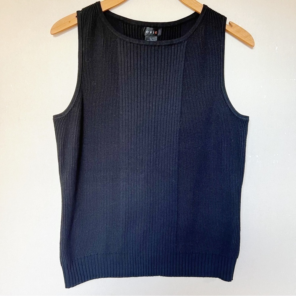 Evie Black Ribbed Knit Tank Top